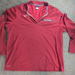 Share Nike Pullover Shirt Mens XXL Red Pullover 1/4 Zip Dri Fit Long Sleeve
